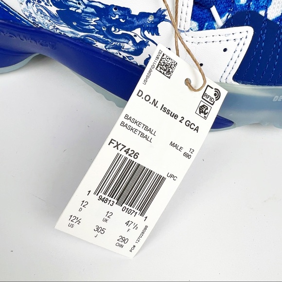 Adidas Mens D.O.N Issue 2 GCA Basketball Shoes Size 12.5 Blue White FX7426 - Picture 8 of 12